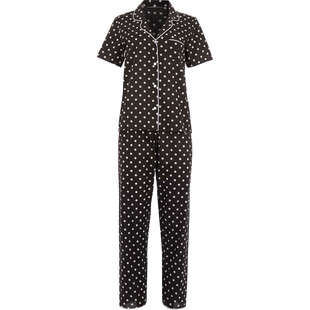 Czarna pidzama w groszki