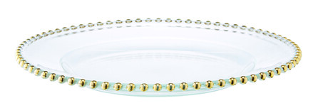 Szklany talerz ze zlotym brzegiem