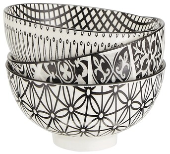 Białe miski z czarnym wzorem