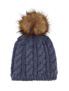 Niebieska czapka z pomponem