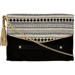 Czarna kopertówka z zamszową wstawką