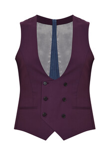 Trzyczesciowy purpurowy garnitur calosc - kamizelka