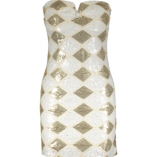 Bialo zlota sukienka z cekinami