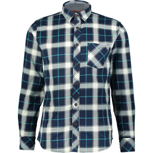 Granatowo biała koszula w kratę